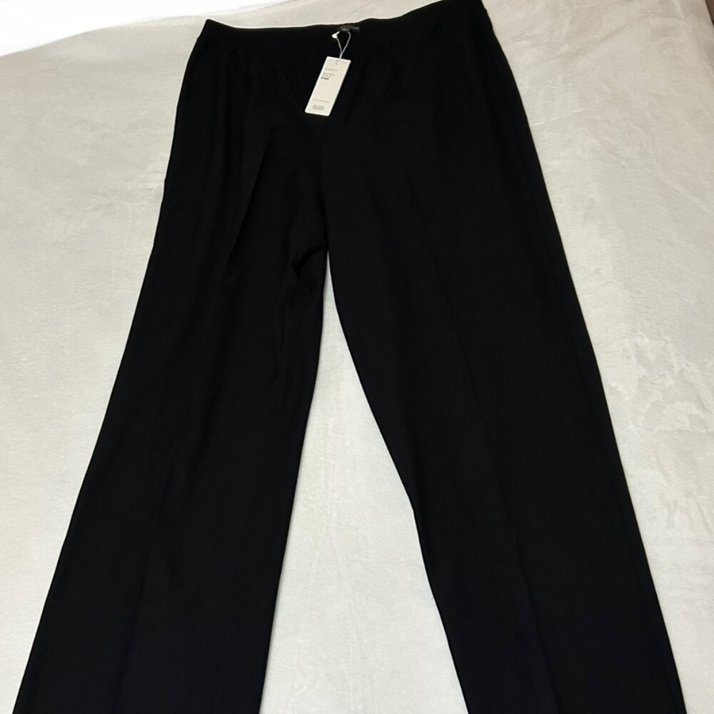 Eileen Fisher Black Straight-Leg Pants with Yoke